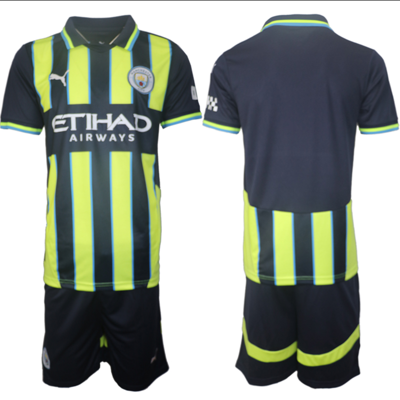 Men 2024-2025 Club Manchester City away black green blank Soccer Jersey->manchester city jersey->Soccer Club Jersey